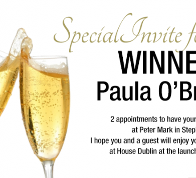 Winner of 2 invitations to Pippa.ie launch!