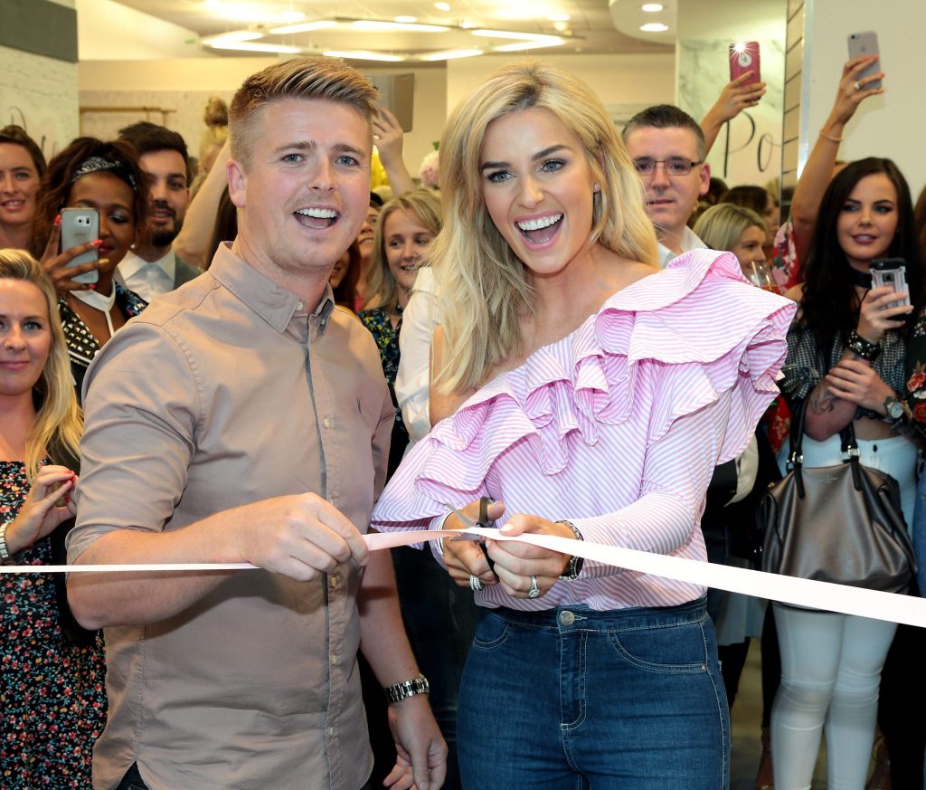 Brian Ormond and Pippa O Connor at the opening of Pippa O Connor's POCO by Pippa Pop Up Shop at Mahon Point Shopping Centre Cork Pic Brian McEvoy No Repro Fee for one use